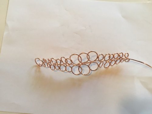 Karen Meador, Ph.D.'s Loopy Loo Graduated Wire Bracelet - , Contemporary Wire Jewelry, Loops, Wire Loop, Wrapped Wire Loop, Spirals, Wire Spiral, Spiral Wire Wrap, create the other side of the bracelet